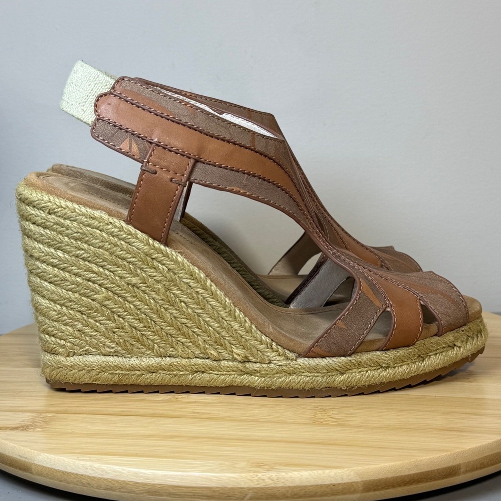 Good Tommy Bahama Reanna Laser Wedge Sandals Womens 8.5 Brown Espadrille Coastal